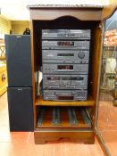 Sony LBT-D307 compact hifi system with speakers encased in a wood and glazed cabinet E/T