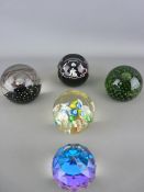 Five vintage glass paperweights by Swarovski, Caithness etc including limited editions