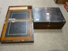 Antique writing slope and another wooden box with mother of pearl detail