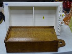 Vintage candle box and a hanging painted shelf