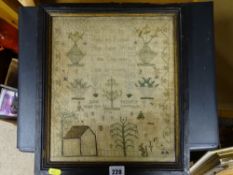 Vintage sampler dated 1788, 32 x 27 cms