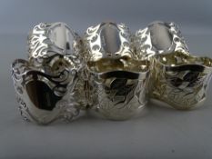 Six pierced silver napkin rings (four and two), Birmingham hallmarks