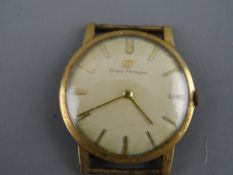 Vintage nine carat gold cased Girard Perregaux wristwatch (no strap), the dial with baton markers,