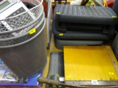 Parcel of office waste bins including contents of calculator, staplers etc, two paper guillotines