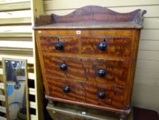 Victorian pine railback washstand with two short over two long drawers