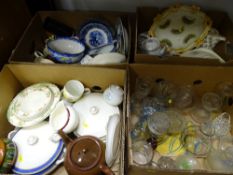 Four boxes of miscellaneous porcelain, glassware etc
