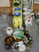 Parcel of miscellaneous porcelain including Staffs zebra, copper lustre etc