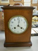 Good mahogany mantel clock with inlaid detail, Manchester maker