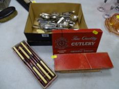 Bone handled cutlery, loose and cased and other cutlery