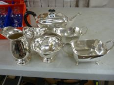 Good three piece electroplate tea service in hexagonal form and other electroplate items