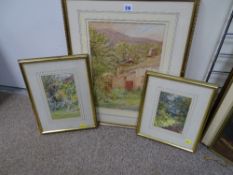 Three watercolours, all unsigned, countryside scenes