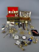 Selection of costume jewellery and watches including a nine carat gold cased Bentima Star lady's