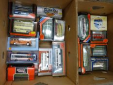 Two boxes of mainly bubble packed diecast model buses