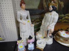 Staffs flatback 'Princess May', Staffs flatback Scotsman approx 40 cms tall, Welsh china etc