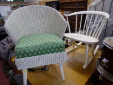 Lloyd loom style bedroom chair and a stick back rocking armchair