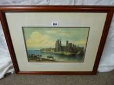 J J DODD 1854 - well presented print of Caernarfon Castle, 24 x 35 cms