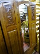 Single mirrored door wardrobe with lower drawer with scumbled paint finish