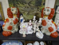 Good pair of Staffs dogs, and other cabinet display china