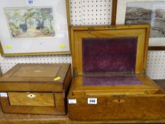 Antique writing slope and another wooden box