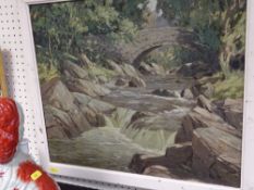 J OWEN oil on canvas - title label verso 'A Welsh Trout Stream', signed