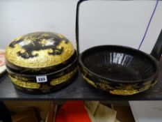 Lacquered and gilt painted Chinese wedding basket