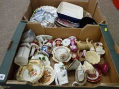 Two boxes of miscellaneous porcelain