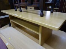 Light wood coffee table with base shelf