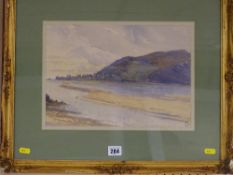 Watercolour - Barmouth from the Estuary, signed with initials 'N C' and dated 1926, 23 x 34 cms