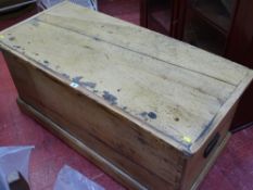 Stripped pine storage box with iron handles