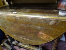 Vintage oak barley twist gate leg table