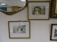 Pair of English country garden watercolours, entitled 'The Old Garden', unsigned