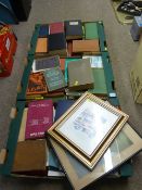 Three boxes of vintage books including an early copy of 'Gone With the Wind' and a parcel of prints