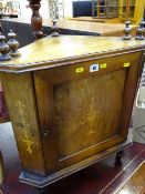 Walnut single door corner cupboard with inlay