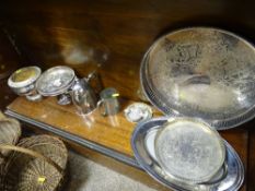Parcel of mixed electroplate including galleried trays etc