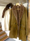 Two vintage fur coats and a sheepskin jacket
