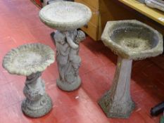 Parcel of three garden bird baths