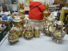 Good parcel of brass and electroplate ware