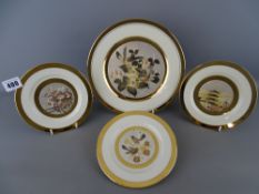 Four Chokin ware Japanese plates, various designs