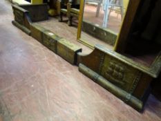 Vintage oak extending fire fender with frigate ship decoration