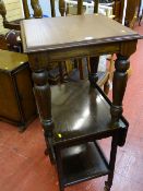 Two tier drop leaf trolley and a small pine occasional table