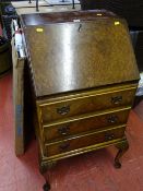 Vintage burr walnut fall front lady's bureau