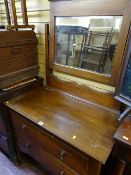 Polished wood two drawer mirrored dressing chest