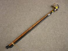 Bundle of three walking sticks including a horn handled with silver mount and another silver