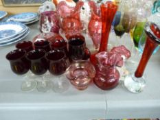 Parcel of good cranberry and other glassware