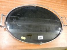 Art Deco style glass tray with electroplate edging
