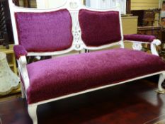 Edwardian two seater couch, later painted and re-upholstered