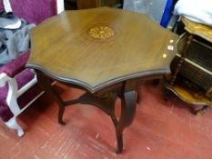 Octagonal two tier inlaid occasional table