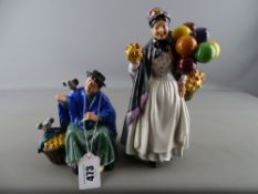 Two Royal Doulton figurines 'Tuppence a Bag' HN2320 and 'Biddy Penny Farthing' HN1943