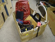 Box of handbags and purses