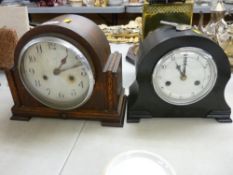 Two polished mantel clocks, one by Smiths the other by Enfield